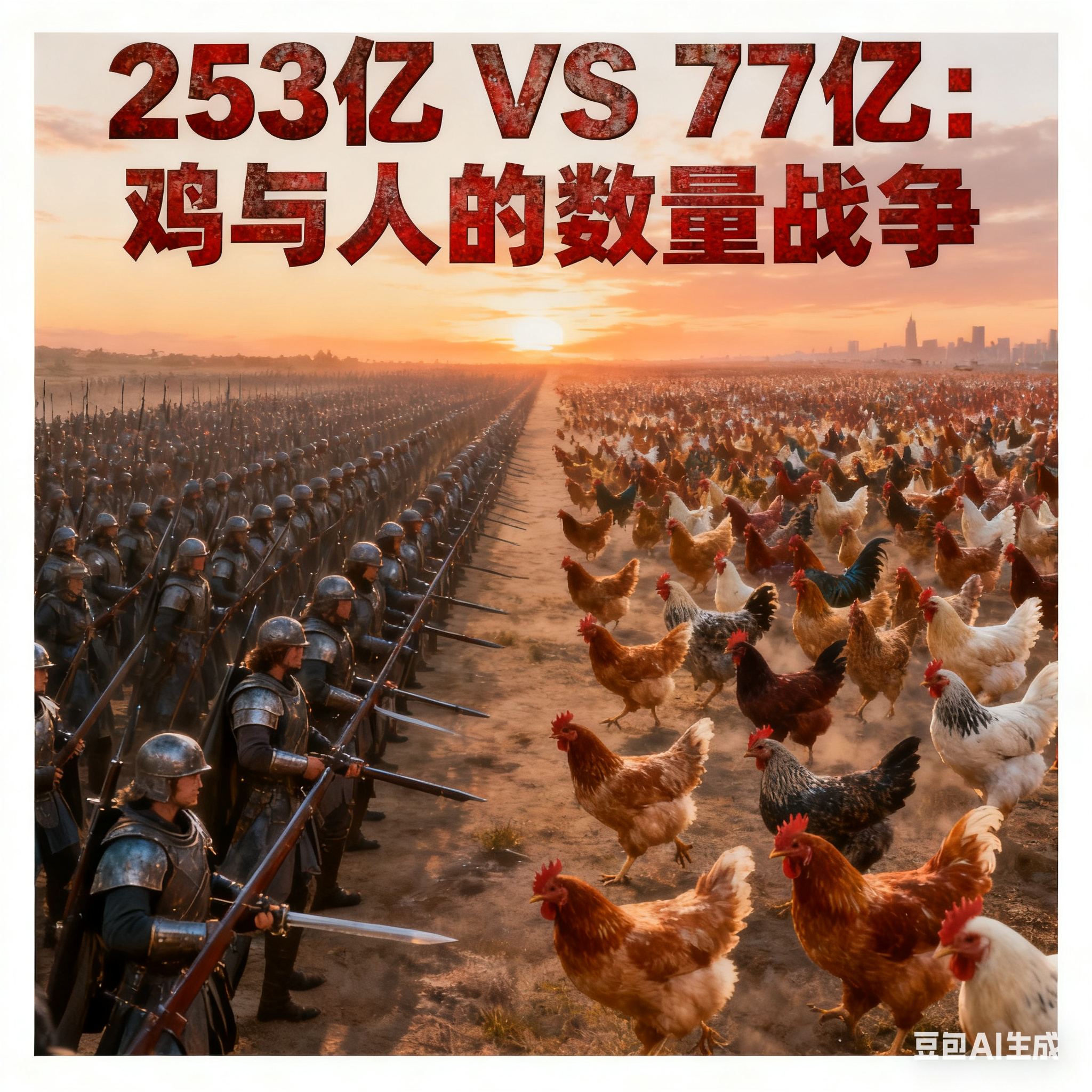 破防！77亿人VS253亿鸡，3:1生死对决！人类终极对手竟是餐桌常客-好卡推客